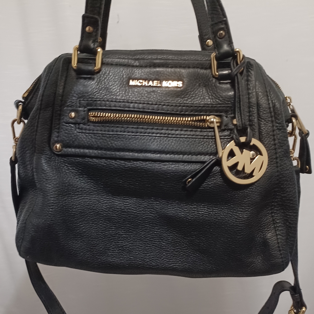 Michael Kors Black Satchel with Gold Accents